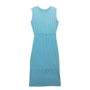 Athleta Santorini‎ Cinch Dress Womens Size S Blue Sleeveless Casual Midi